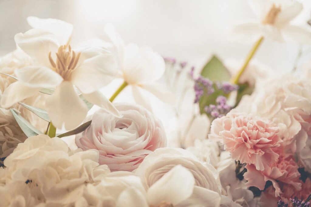 memorial service flowers soft light